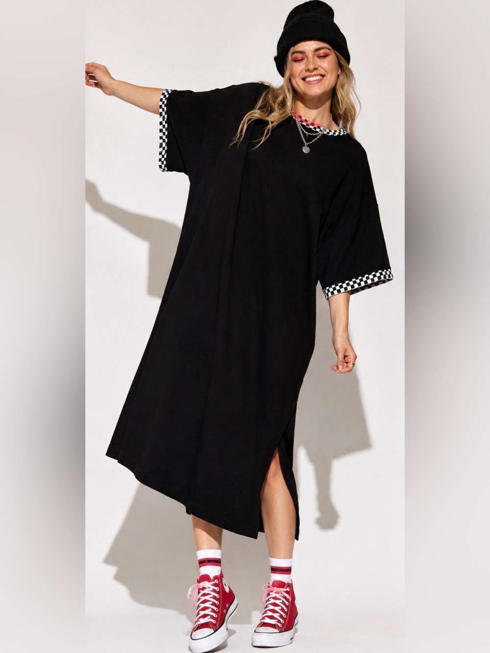 Dressed in Lala Frankie Black Checkerboard Dress Size M